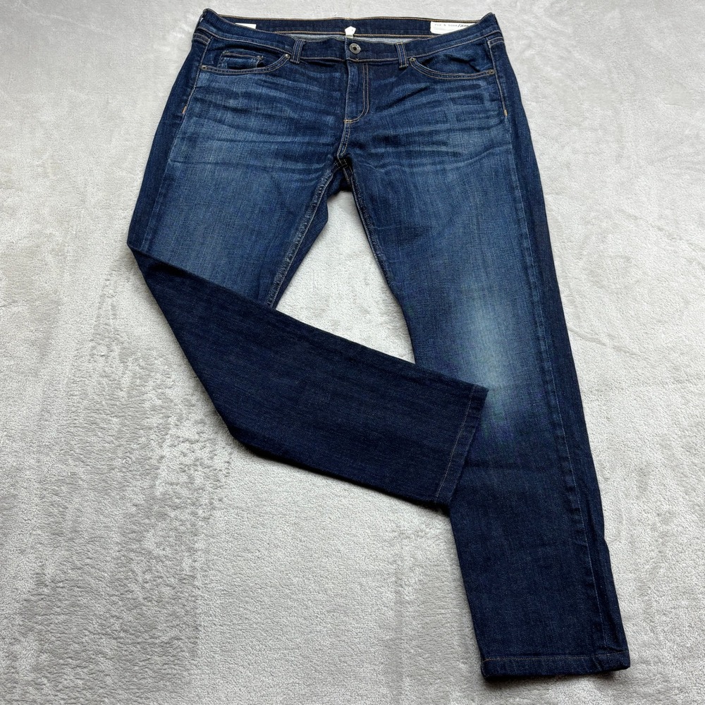 Rag & Bone Yesler Jeans Womens 32 Blue Dark Wash Straight Designer Stretch Denim